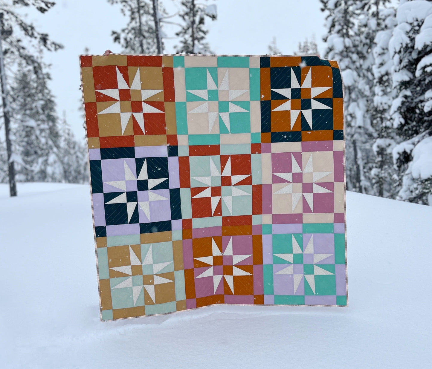 Checkered Starlight Quilt Pattern - PAPER
