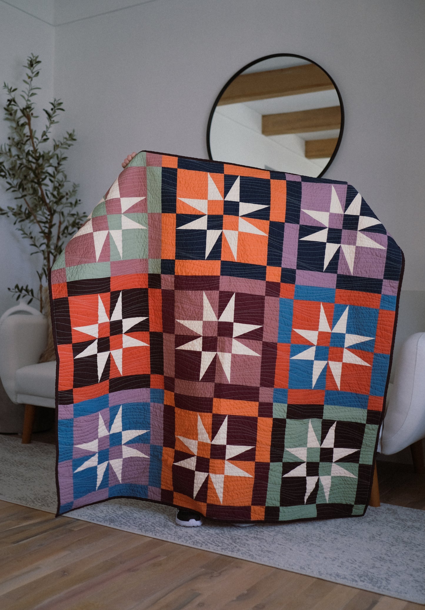 Checkered Starlight Quilt Pattern - PAPER