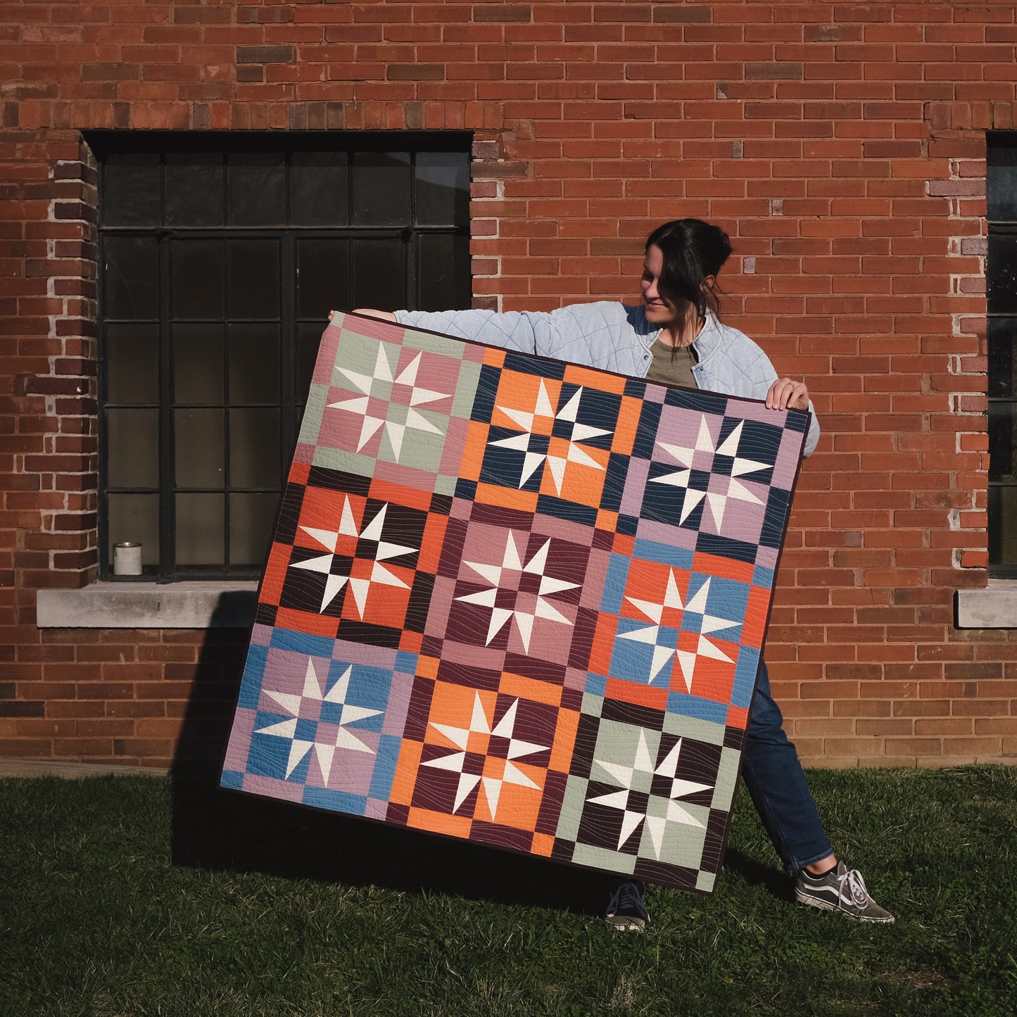 Checkered Starlight Quilt Pattern - PAPER