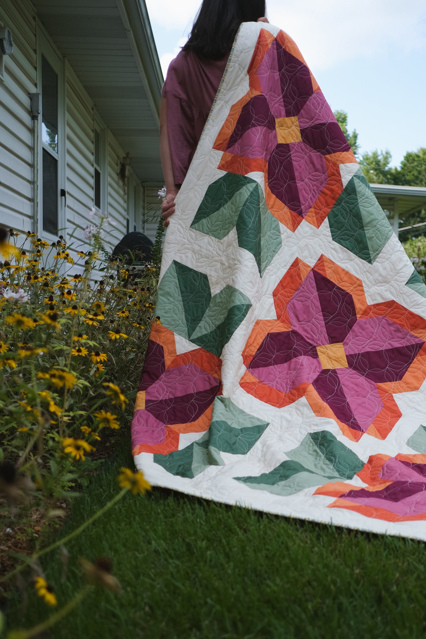 Sunny Blooms Quilt Pattern - PAPER