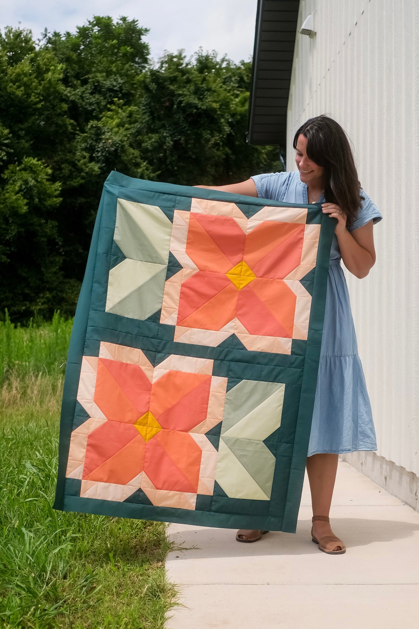 Sunny Blooms Quilt Pattern - PAPER