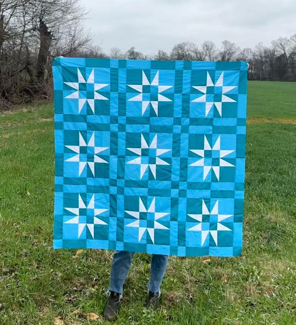 Checkered Starlight Quilt Pattern - PAPER