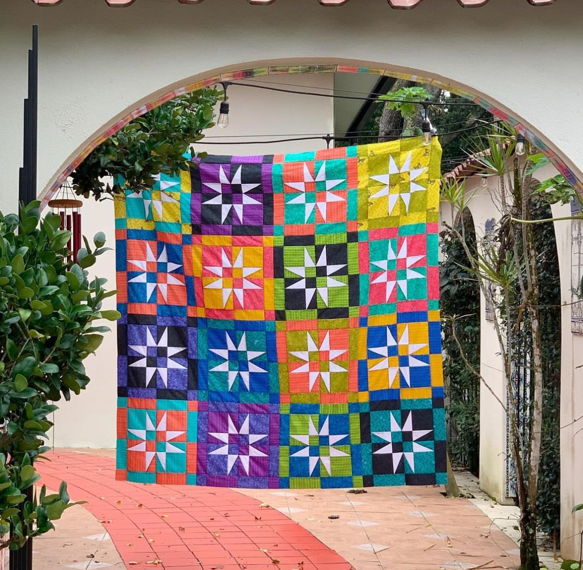 Checkered Starlight Quilt Pattern - PAPER