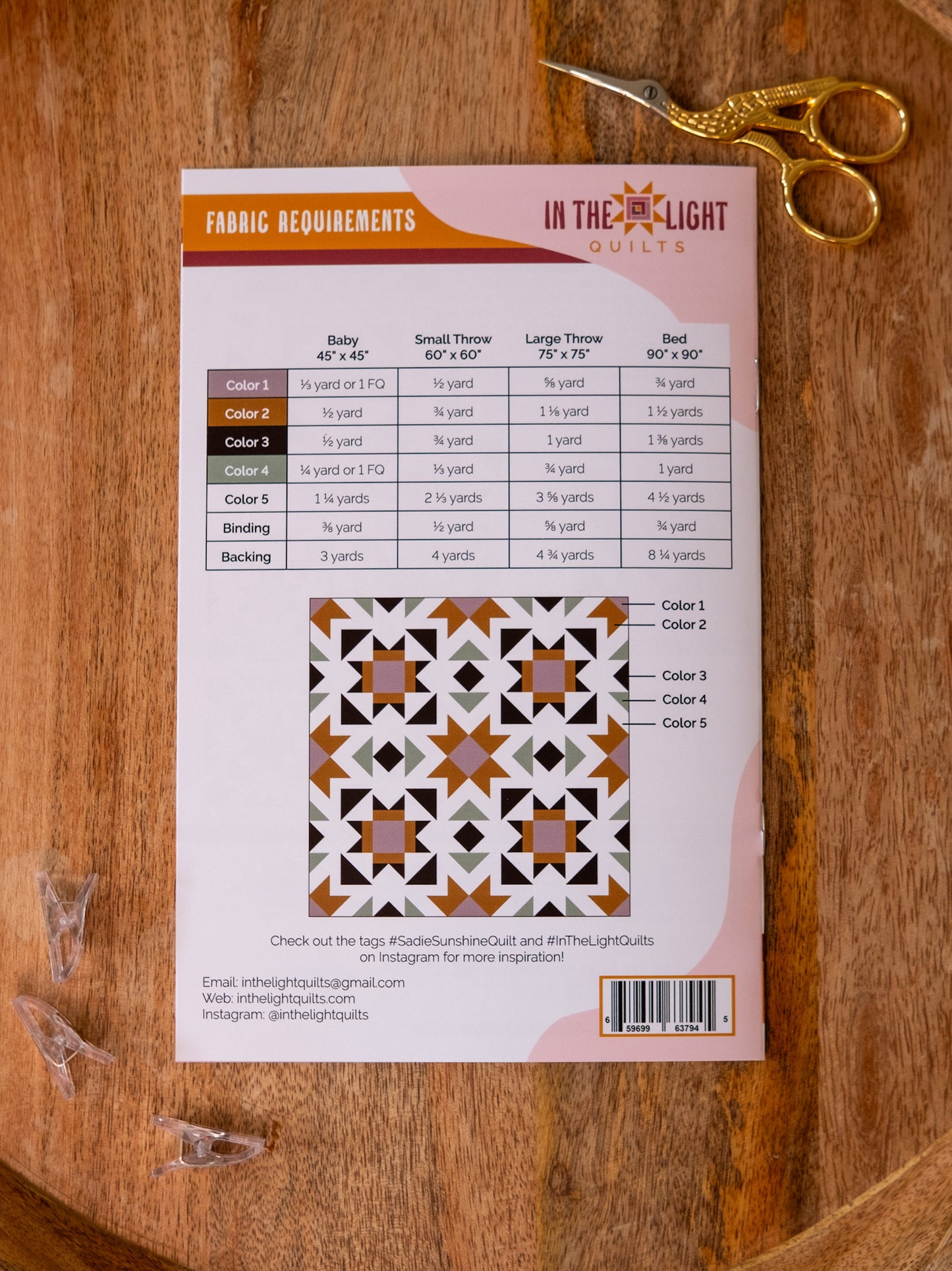 Sadie Sunshine FOUR Block Quilt Pattern - PAPER