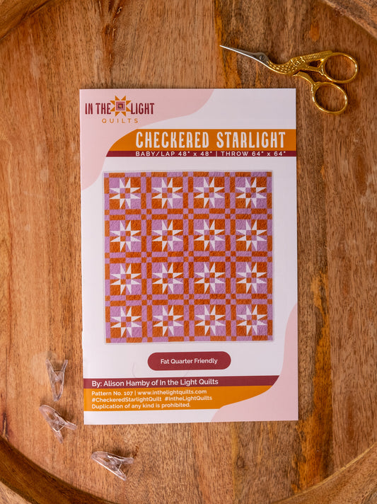 Checkered Starlight Quilt Pattern - PAPER